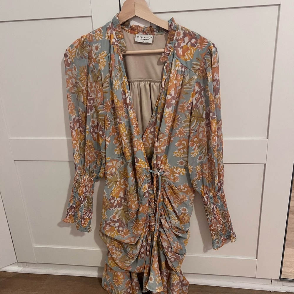 Dress Forum Floral Dress in Sage and Mustard Accents